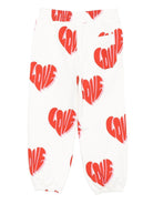 Pantaloni sportivi Stella McCartney Kids bianco con motivo a cuore - Rubino Kids