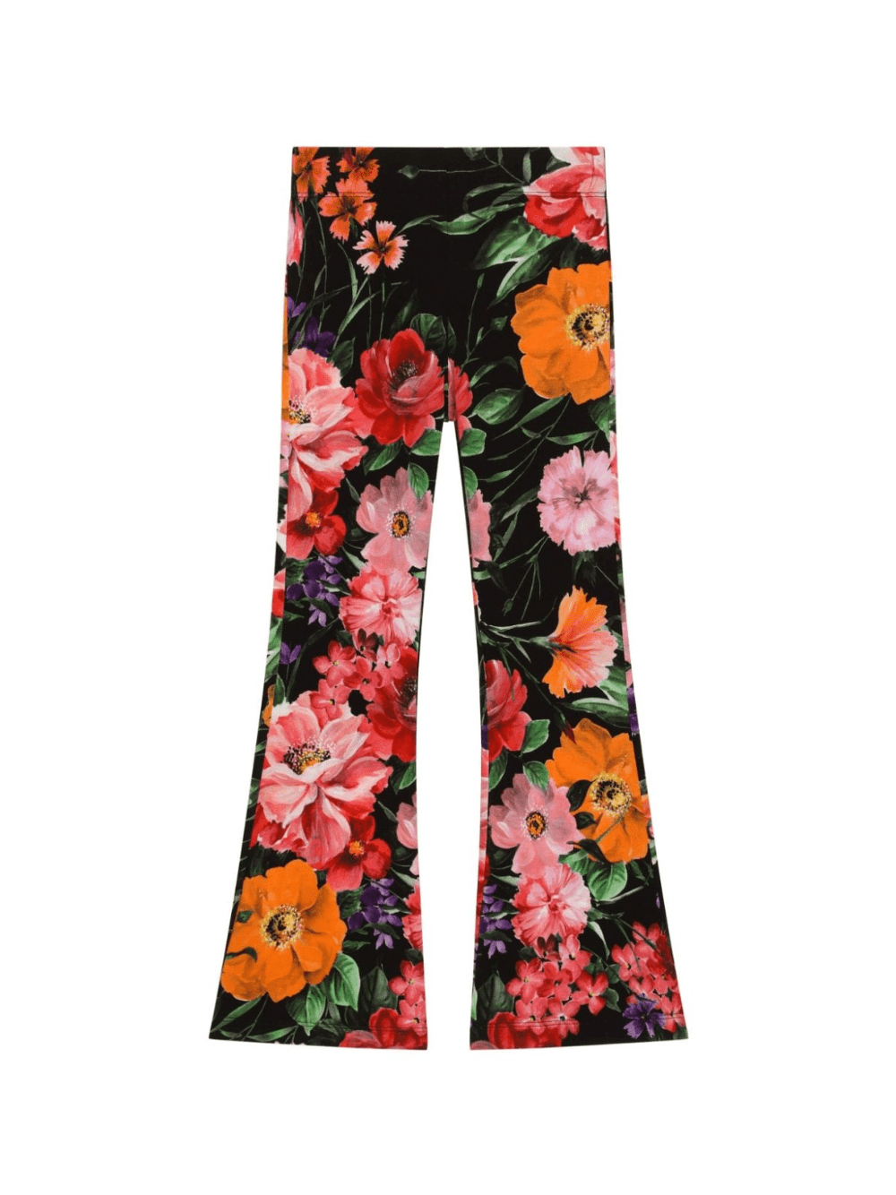 Pantaloni svasati a fiori per bambina Dolce & Gabbana Kids multicolor con taglio svasato - Rubino Kids