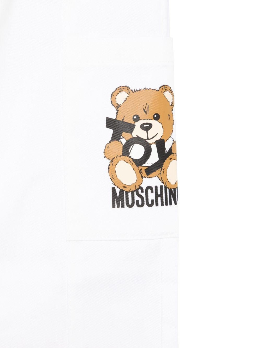 Pantaloni Teddy Bear per neonato Moschino Kids bianco con orlo con risvolto - Rubino Kids
