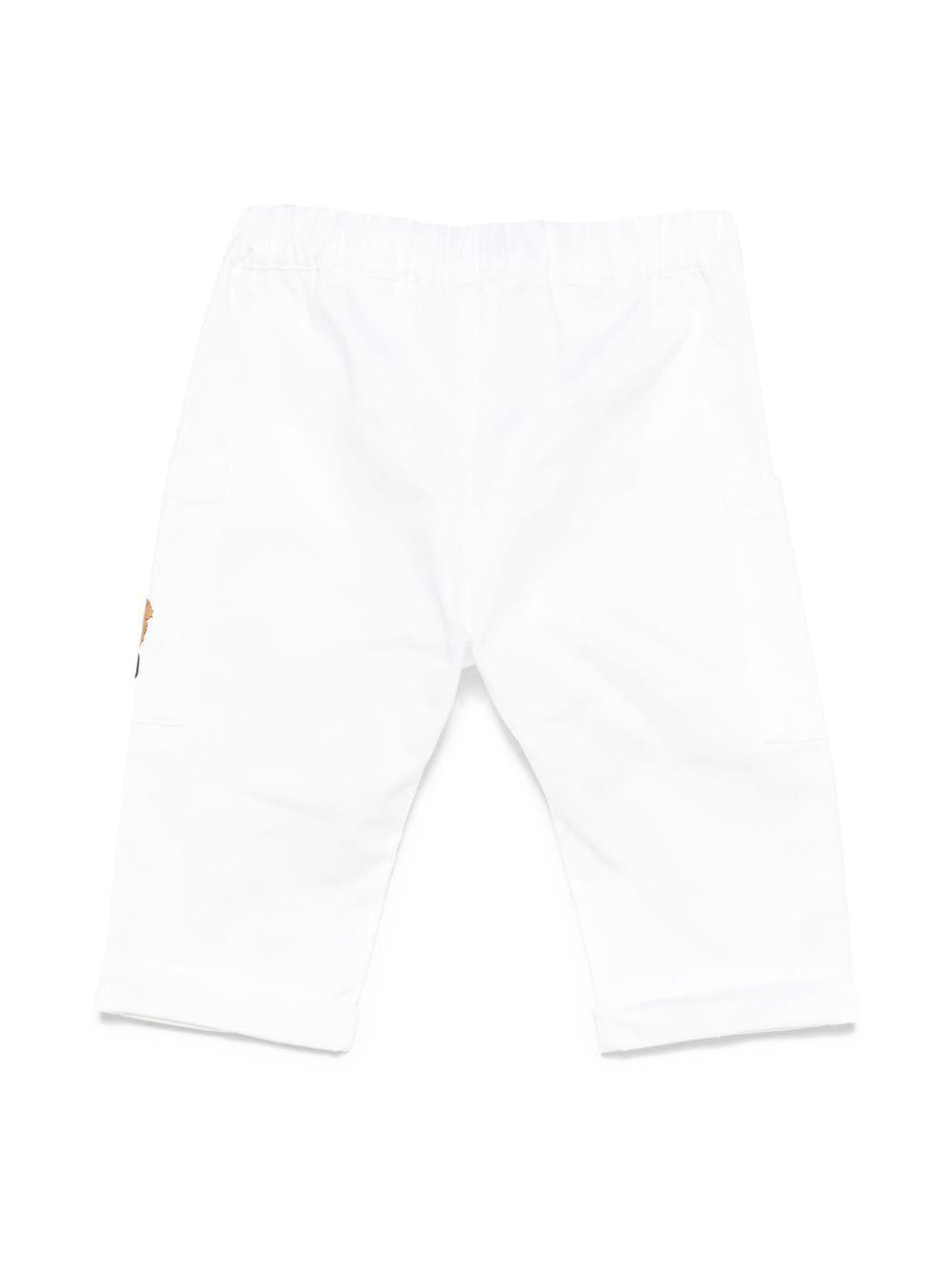 Pantaloni Teddy Bear per neonato Moschino Kids bianco con orlo con risvolto - Rubino Kids