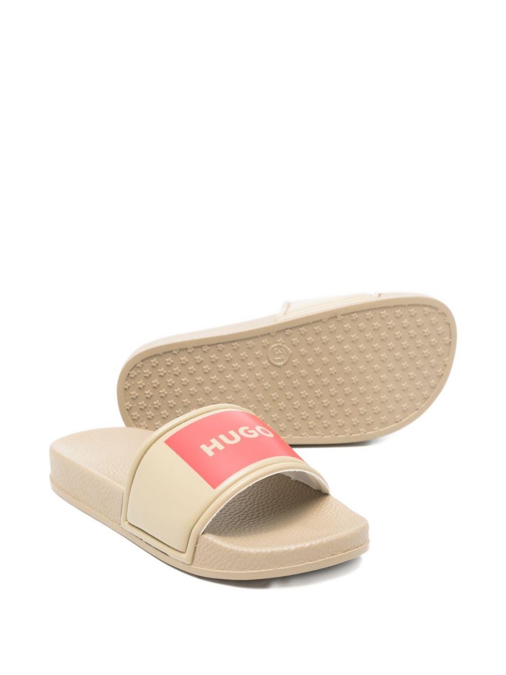 Pantofole per bambino Hugo Kids beige con dettaglio logo - Rubino Kids