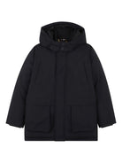 Parka imbottito per bambino BOSS Kids blu con cappuccio - Rubino Kids