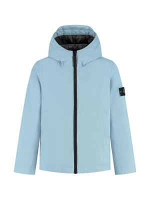 Parka per bambino Stone Island Junior azzurro con cappuccio