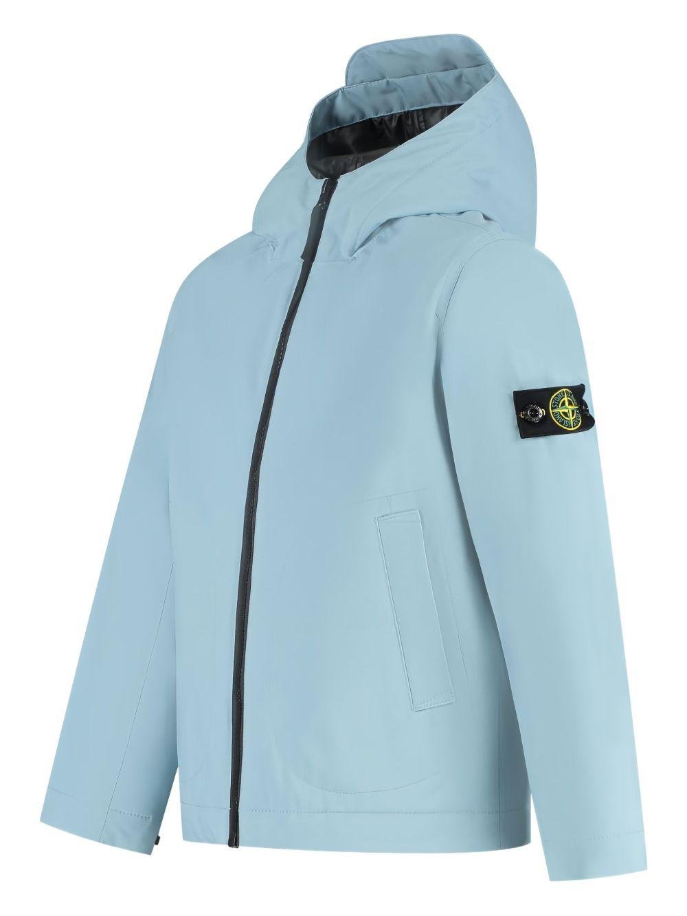 STONE  JUNIOR フード付きジャケット ライトブルー Stone Island Junior Light Blue Hooded Parka for Boys | Offer Price