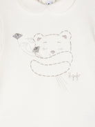 Pigiama con ricamo Teddy Bear per neonato Il Gufo bianco con applicazione fiore sul davanti - Rubino Kids