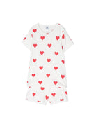 Pigiama Court per bambina Petit Bateau bianca con stampa cuori all - over - Rubino Kids
