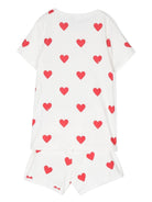 Pigiama Court per bambina Petit Bateau bianca con stampa cuori all - over - Rubino Kids
