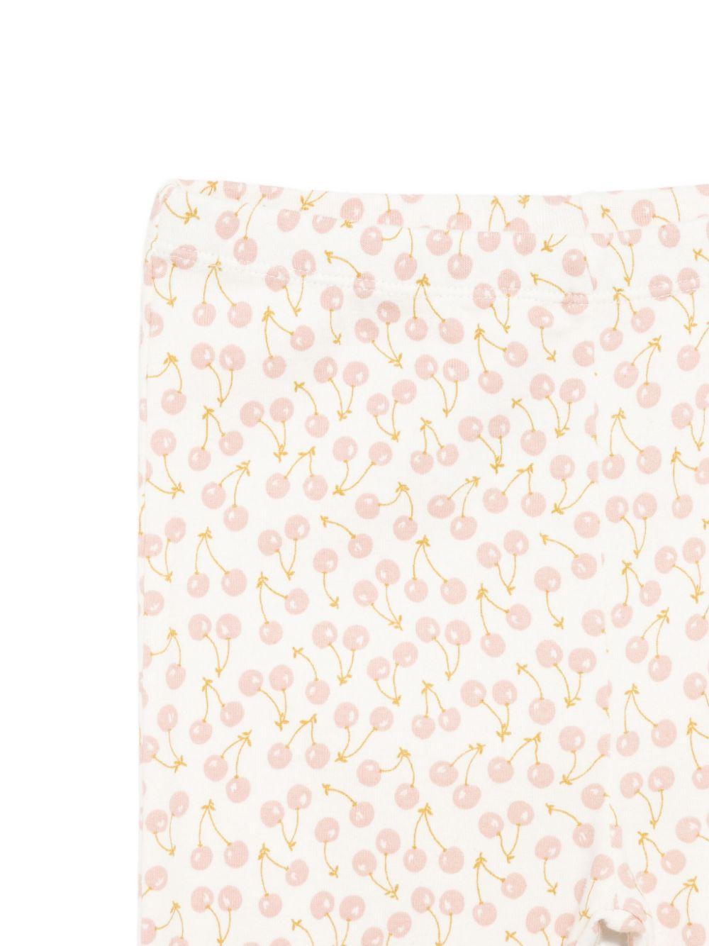 Pigiama per bambina Bonpoint beige con stampa di ciliegie - Rubino Kids
