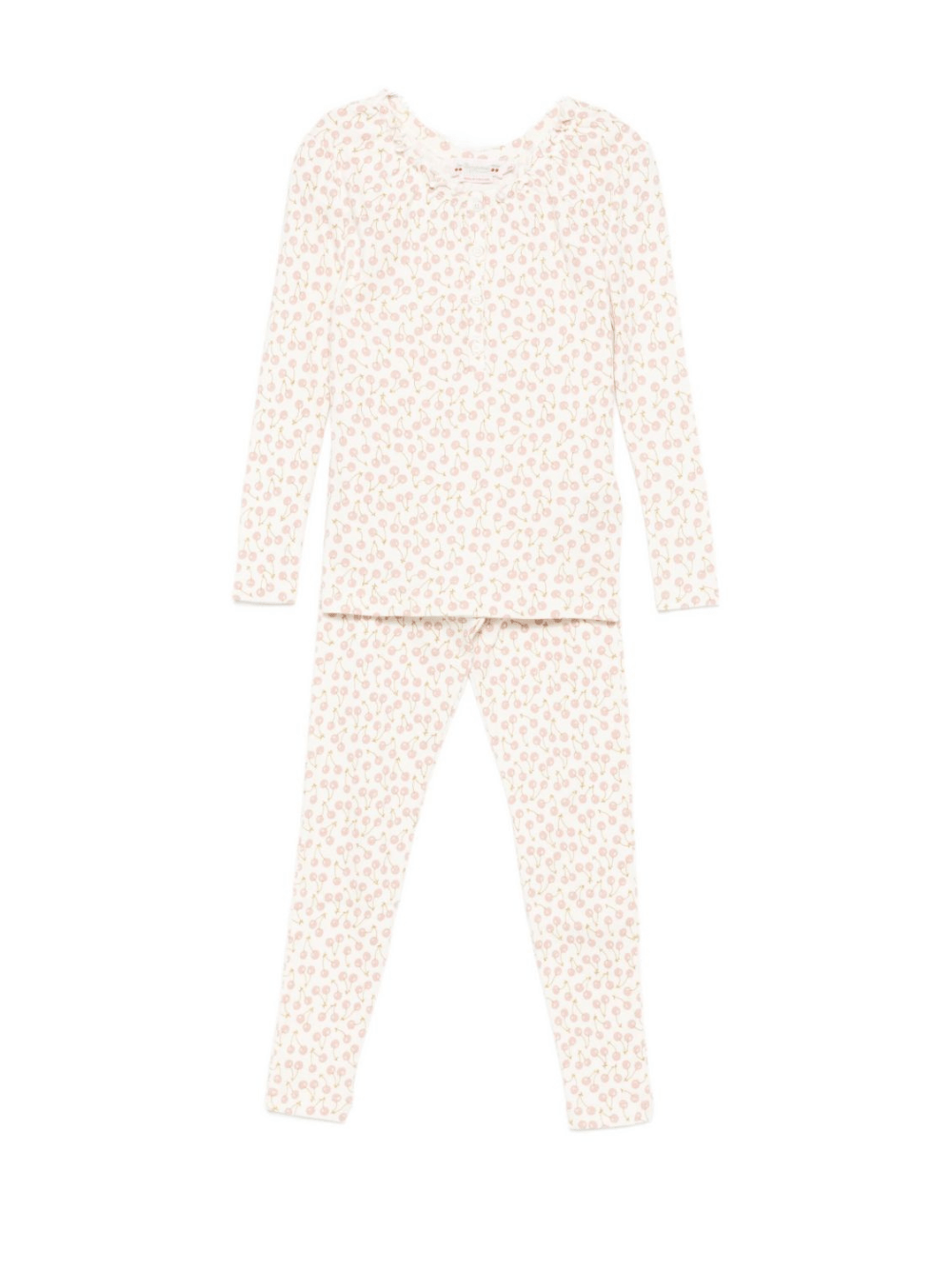 Pigiama per bambina Bonpoint beige con stampa di ciliegie - Rubino Kids