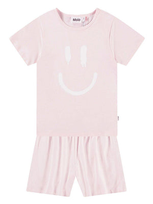 Pigiama per bambina Molo Luvis rosa con stampa smiley