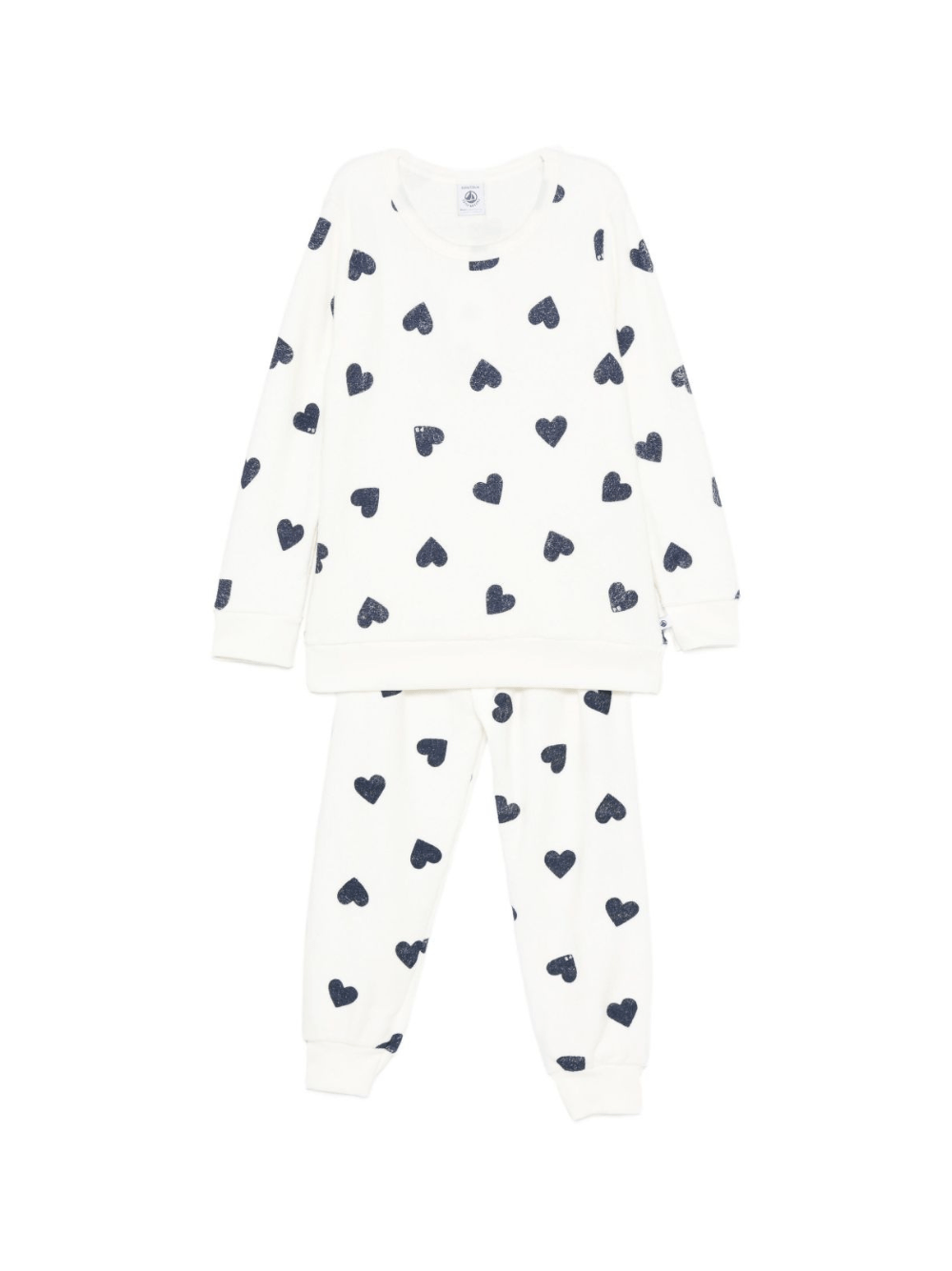Pigiama per bambina Petit Bateau bianca con stampa a cuore - Rubino Kids