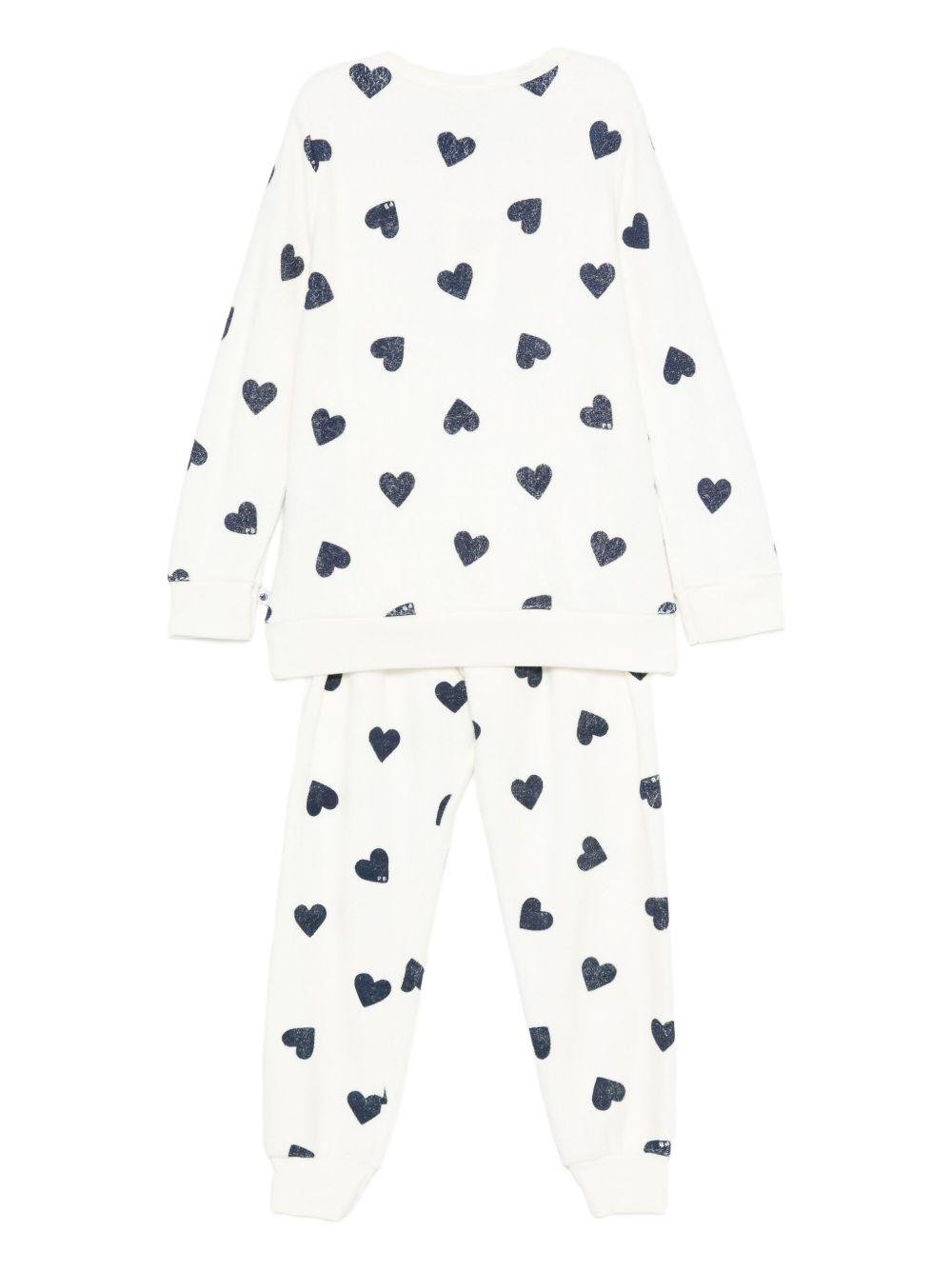 Pigiama per bambina Petit Bateau bianca con stampa a cuore - Rubino Kids