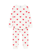 Pigiama per bambina Petit Bateau bianco con stampa a cuori - Rubino Kids