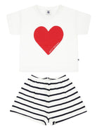 Pigiama per bambina Petit Bateau bianco con stampa cuore - Rubino Kids