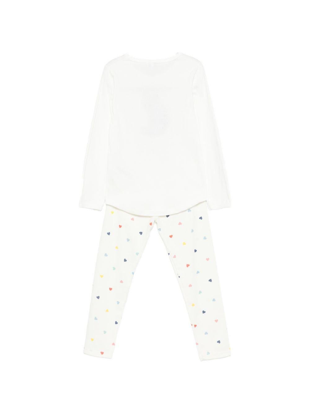 Pigiama per bambina Petit Bateau bianco con stampa gatto - Rubino Kids