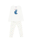 Pigiama per bambina Petit Bateau bianco con stampa gatto - Rubino Kids