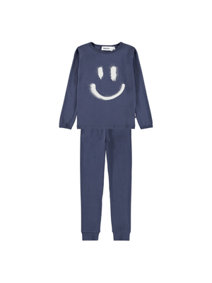 Molo Lue blue pajamas for boys with smiley print