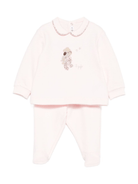 Pigiama per neonata Il Gufo rosa con ricamo animali sul davanti - Rubino Kids