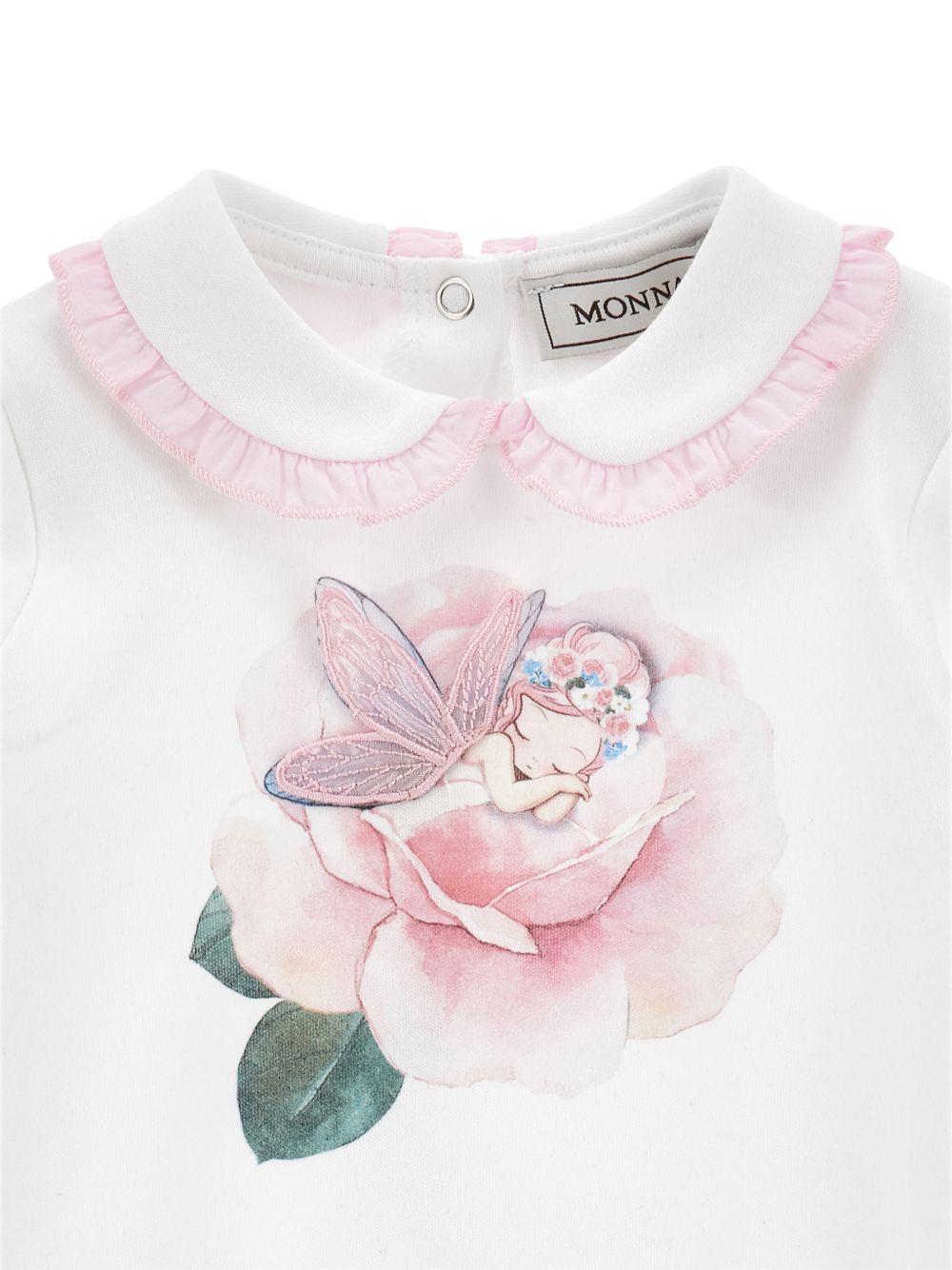 Pigiama per neonata Monnalisa bianca con stampa grafica a fiori all - over - Rubino Kids