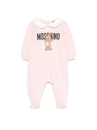 Pigiama per neonata Moschino Kids rosa con stampa Teddy e colletto alla Peter Pan - Rubino Kids