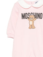 Pigiama per neonata Moschino Kids rosa con stampa Teddy e colletto alla Peter Pan - Rubino Kids