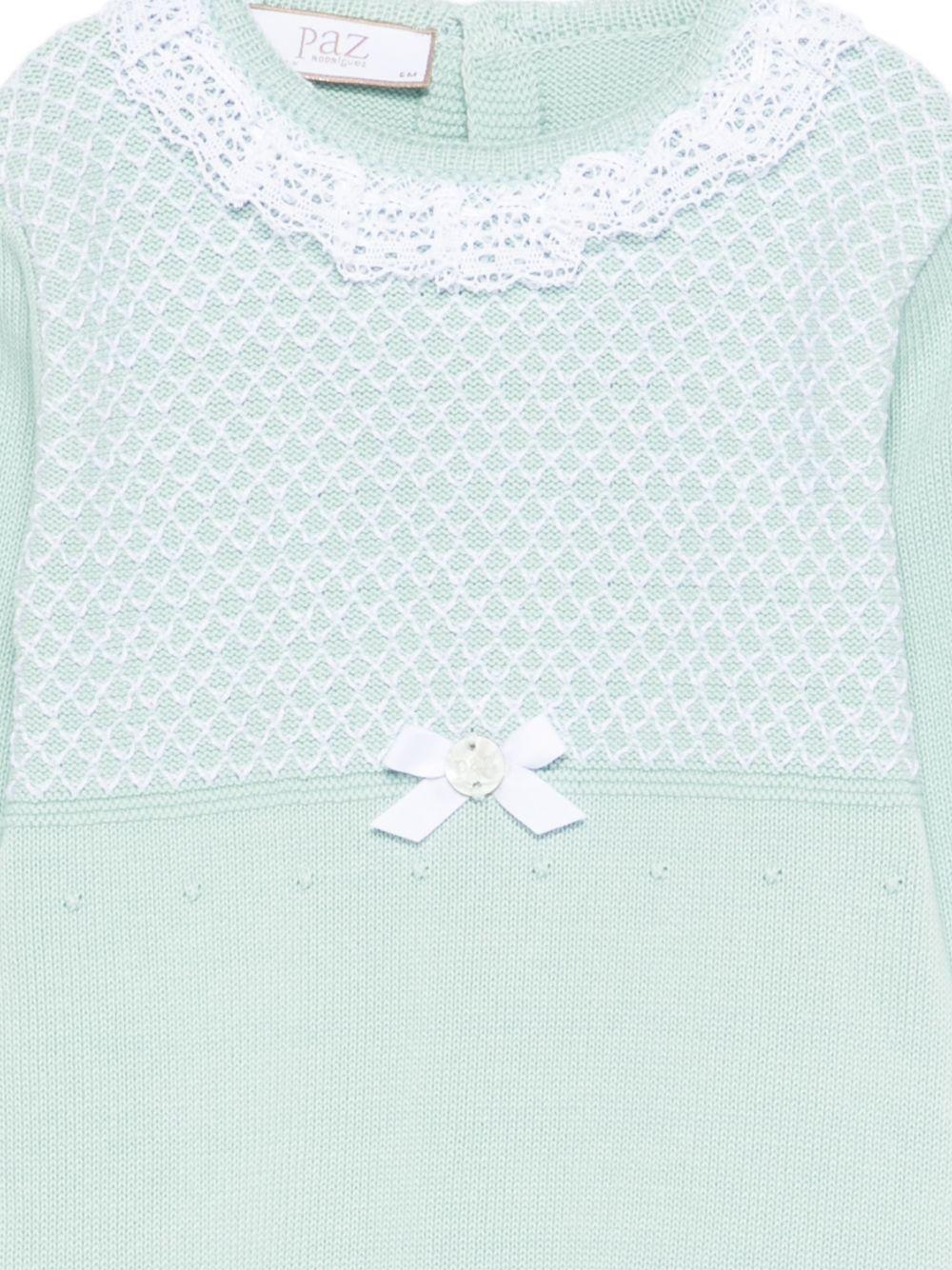 Pigiama per neonata Paz Rodriguez verde acqua con fiocco in pizzo Cauce - Rubino Kids