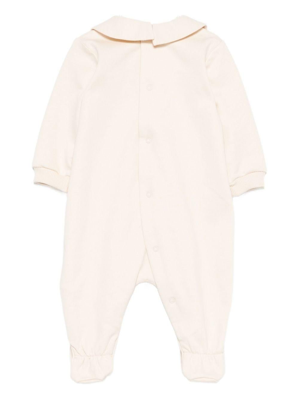 Pigiama per neonati Moschino Kids beige con stampa Teddy e colletto alla Peter Pan - Rubino Kids