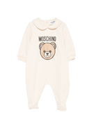 Pigiama per neonati Moschino Kids beige con stampa Teddy e colletto alla Peter Pan - Rubino Kids