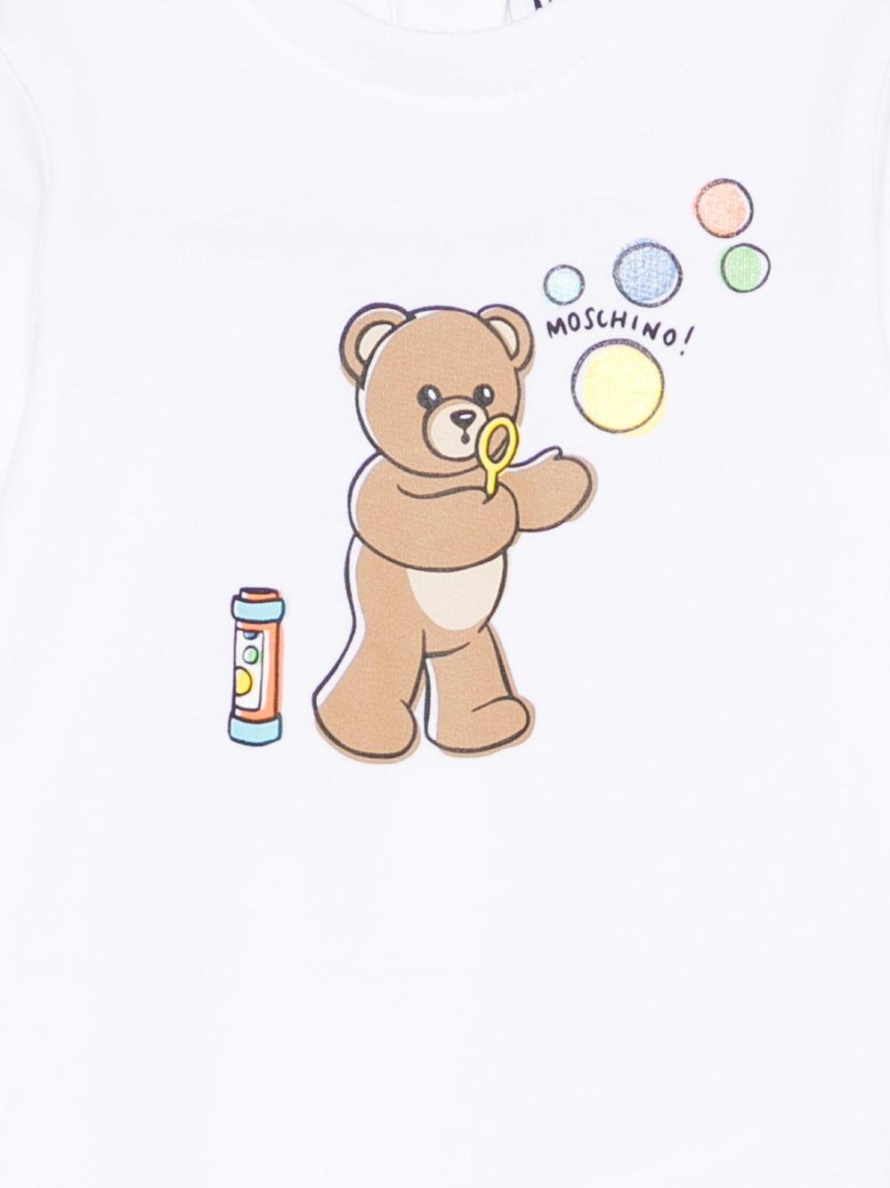 Pigiama per neonati Moschino Kids bianco con stampa grafica Teddy bear - Rubino Kids