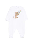 Pigiama per neonati Moschino Kids bianco con stampa grafica Teddy bear - Rubino Kids