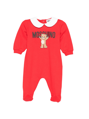 Pigiama per neonati Moschino Kids rosso con stampa Teddy e colletto alla Peter Pan