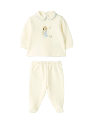 Pigiama per neonato Il Gufo crema con colletto Peter Pan