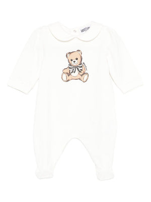 Pigiama Teddy per neonata Moschino Kids bianco con stampa
