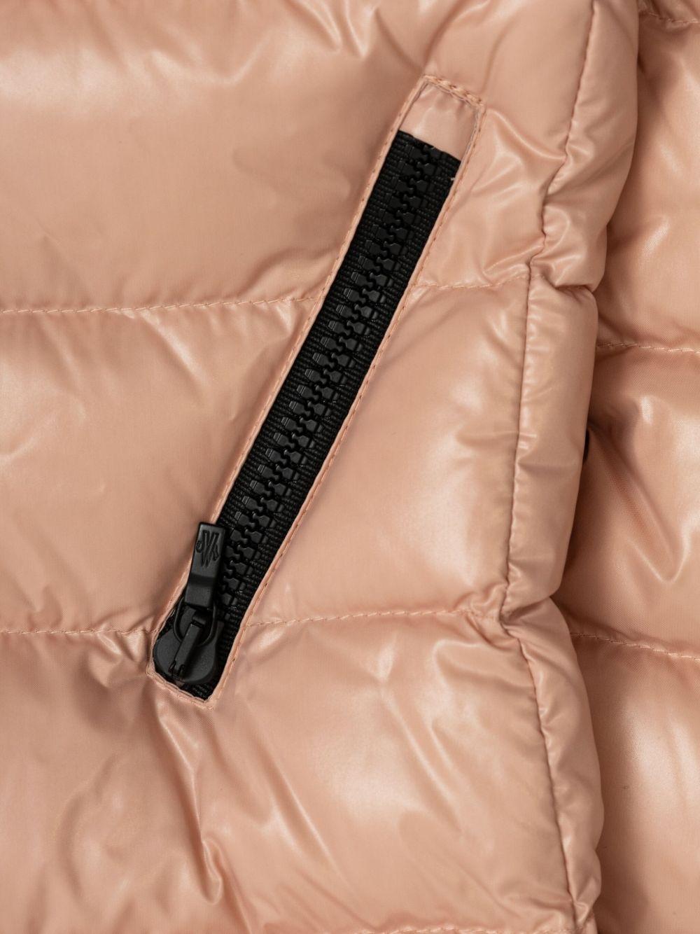 Piumino Badycon per bambina Moncler Enfant rosa con cappuccio ampio - Rubino Kids