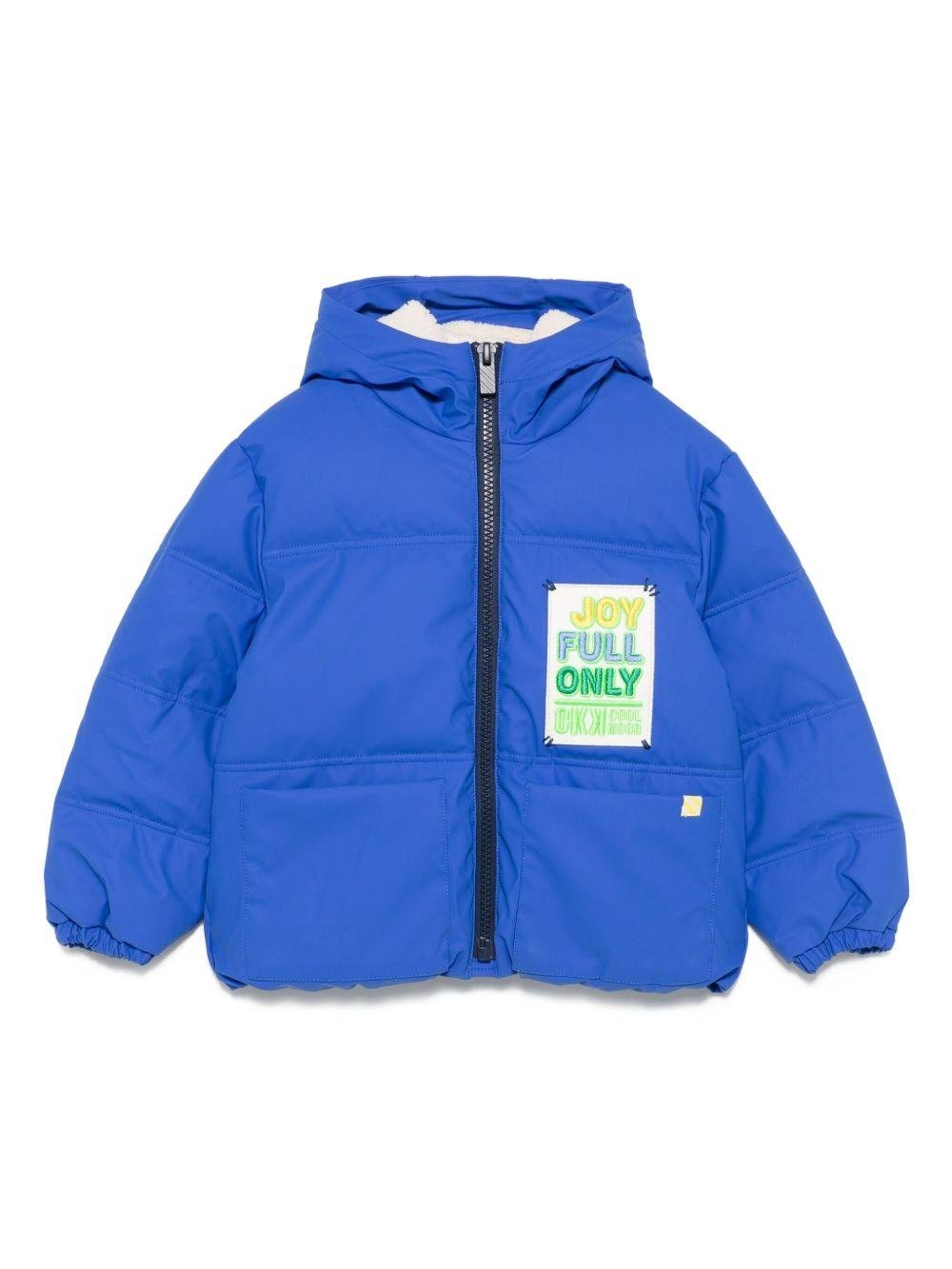 Piumino con cappuccio per bambina Billieblush blu con orli elasticizzati - Rubino Kids