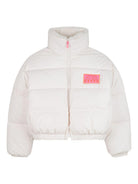 Piumino crop per bambina Billieblush bianco con logo a contrasto - Rubino Kids