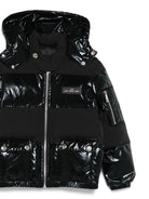 Piumino lucido per bambino John Richmond Junior nero con cappuccio - Rubino Kids