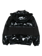 Piumino lucido per bambino John Richmond Junior nero con cappuccio - Rubino Kids