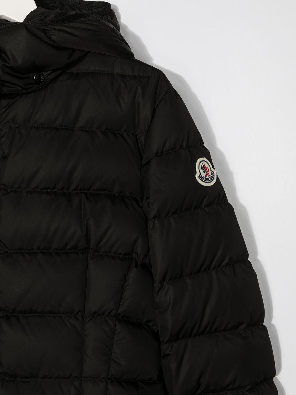 Piumino lungo per bambina Moncler Enfant nero con cappuccio - Rubino Kids