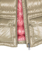 Piumino Merary con cappuccio per neonata Moncler Enfant verde per maniche lunghe - Rubino Kids