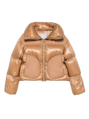 Piumino per bambina Herno Kids beige con effetto lucido