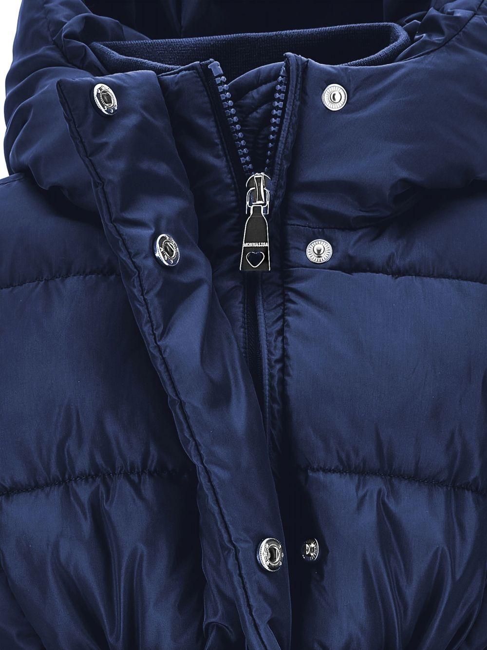 Piumino per bambina Monnalisa blu con cappuccio - Rubino Kids