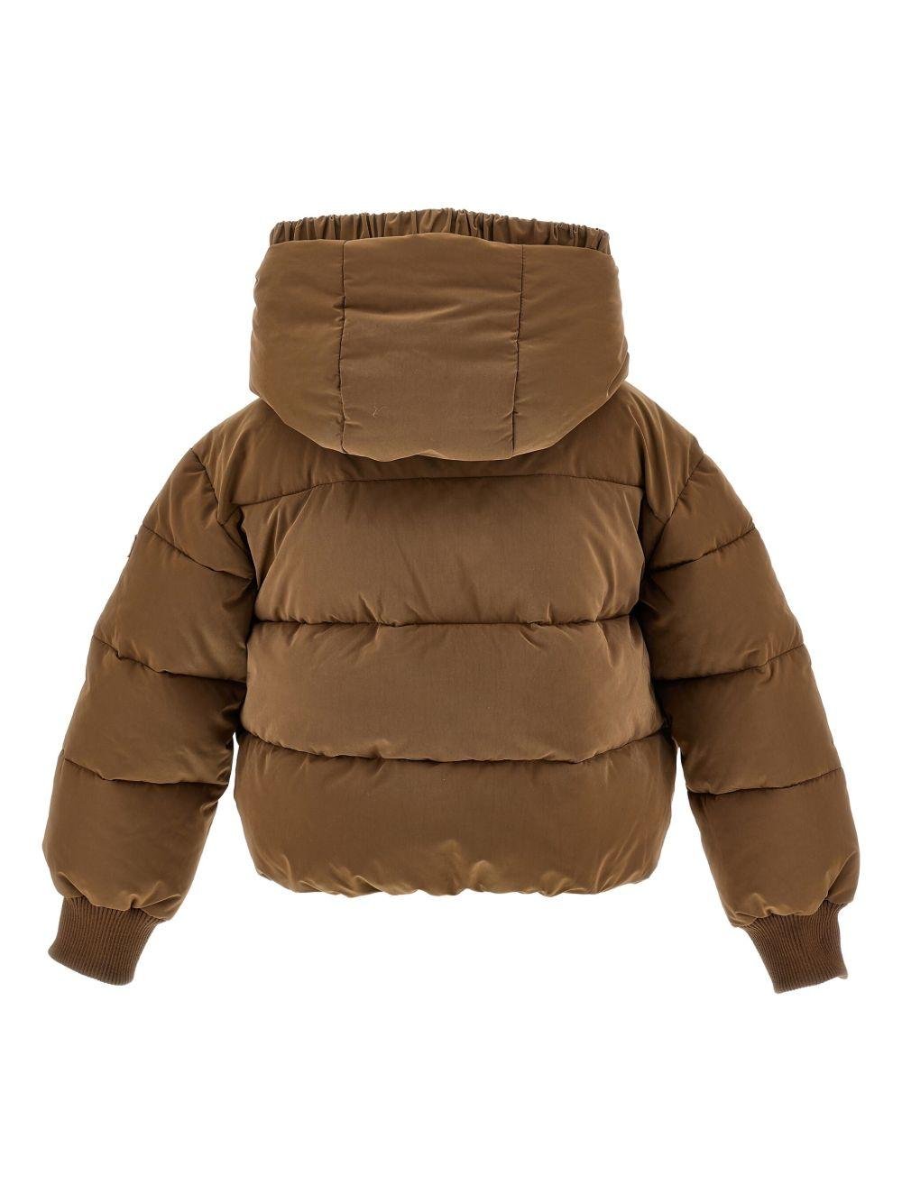 Piumino per bambina Monnalisa marrone con cappuccio - Rubino Kids