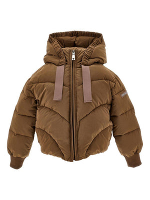 Monnalisa brown hooded down jacket for girls