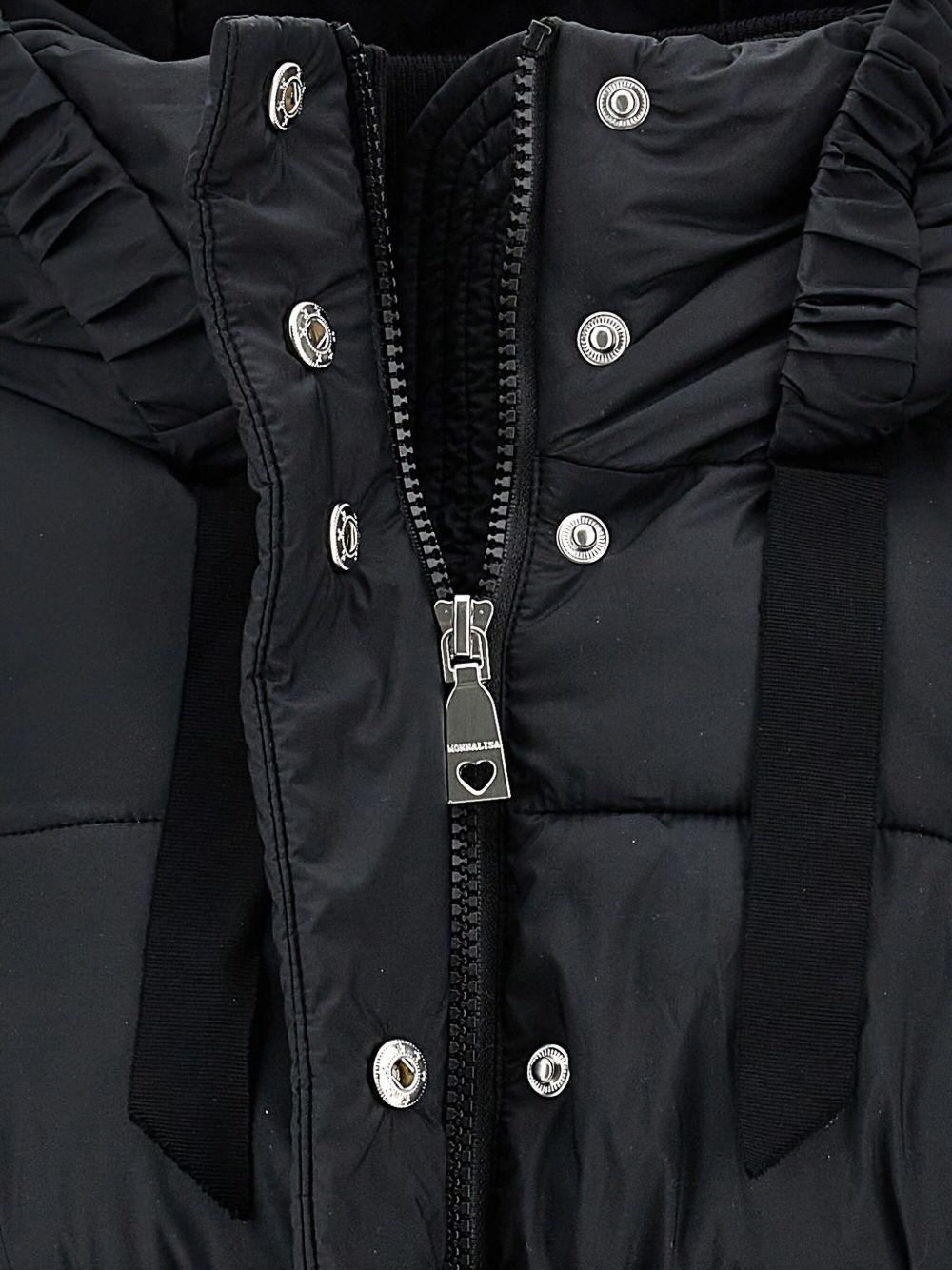 Piumino per bambina Monnalisa nero con cappuccio - Rubino Kids