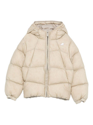 K Way Kids beige hooded down jacket for children