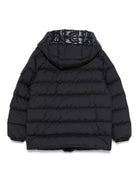 Piumino per bambino Moncler Enfant blu con applicazione - Rubino Kids