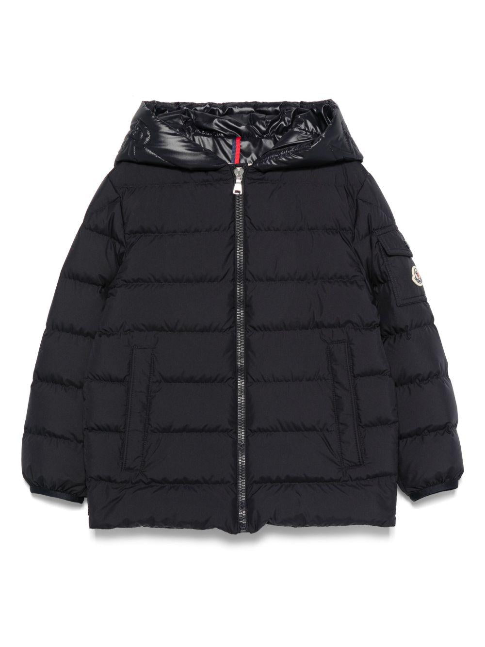 Piumino per bambino Moncler Enfant blu con applicazione - Rubino Kids