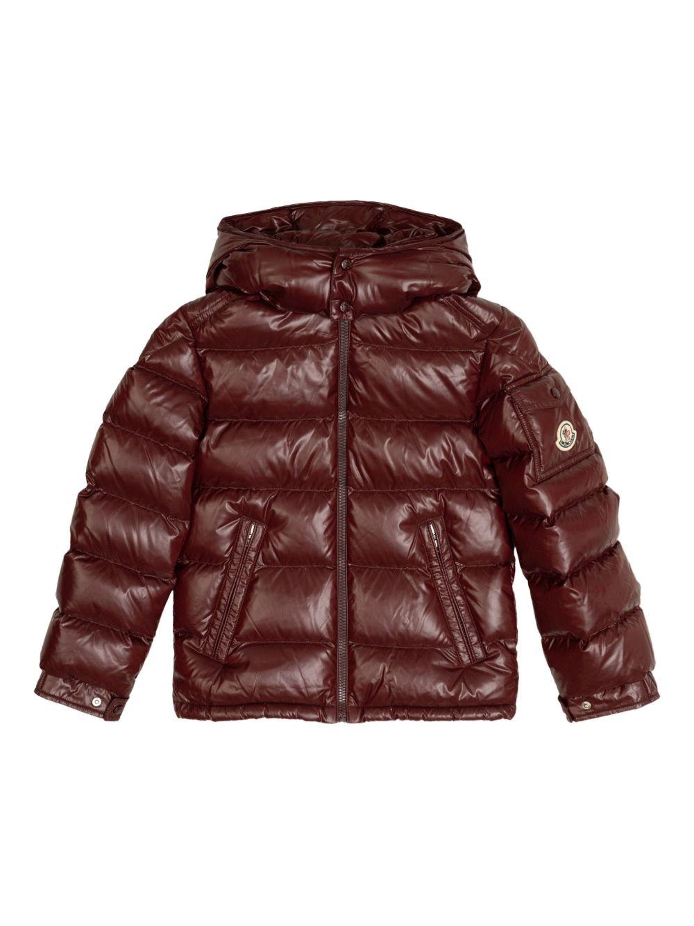 Piumino per bambino Moncler Enfant bordeaux con cappuccio - Rubino Kids