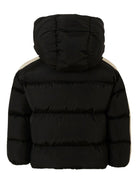 Piumino per bambino Palm Angels Kids nero con cappuccio e dettaglio a righe - Rubino Kids